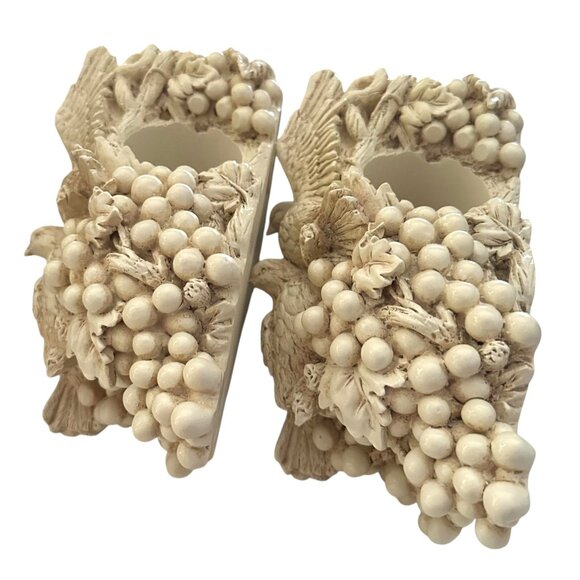 VTG Doves Grapes Grape Leaves  Drapery Curtain Rod Wall Sconce Corbel Holders - Picture 5 of 11